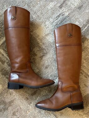 Sam Edelman Drina Knee-High Square Toe Riding Boots in New Whiskey, Size 7.5